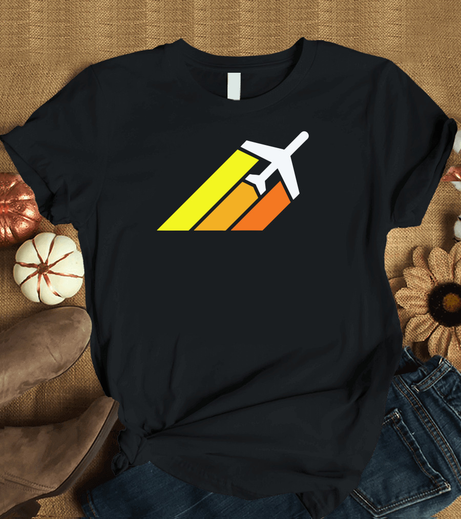 Jetsetter Airplane Trajectory with Colorful Speed Trails T-Shirt