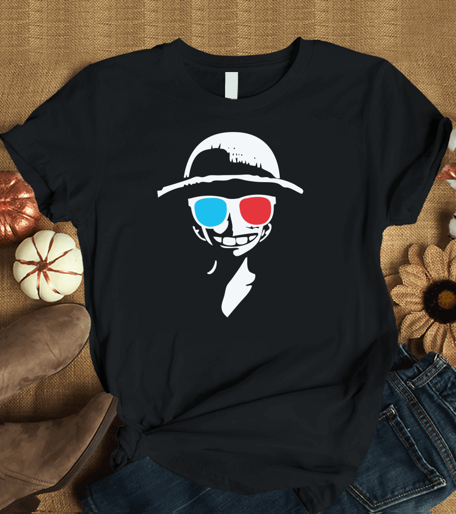 Luffy Strawhat 3D Glasses Red Blue Iconic T-Shirt