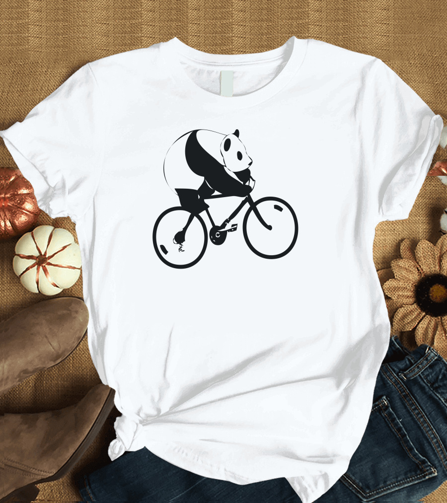 Panda Riding Bicycle Down Under T-Shirt