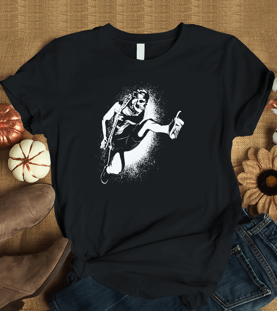 Rock N Reaper Jumping Guitarist Skeleton T-Shirt