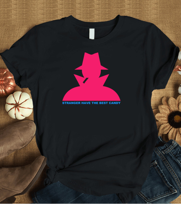 T-Shirt: Stranger Have the Best Candy Pink Silhouette of Mysterious Figure T-Shirt Stranger Have the Best Candy Pink Silhouette of Mysterious Figure T-Shirt