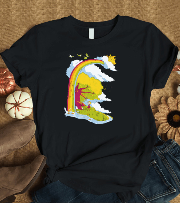 T-Shirt: Sweet Happiness Rainbow Daydream with Sun and Nature Scene T-Shirt Sweet Happiness Rainbow Daydream with Sun and Nature Scene T-Shirt