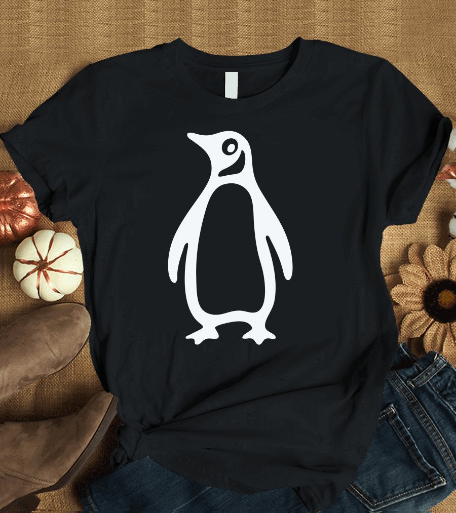 White Penguin Simplistic Outline Icon T-Shirt