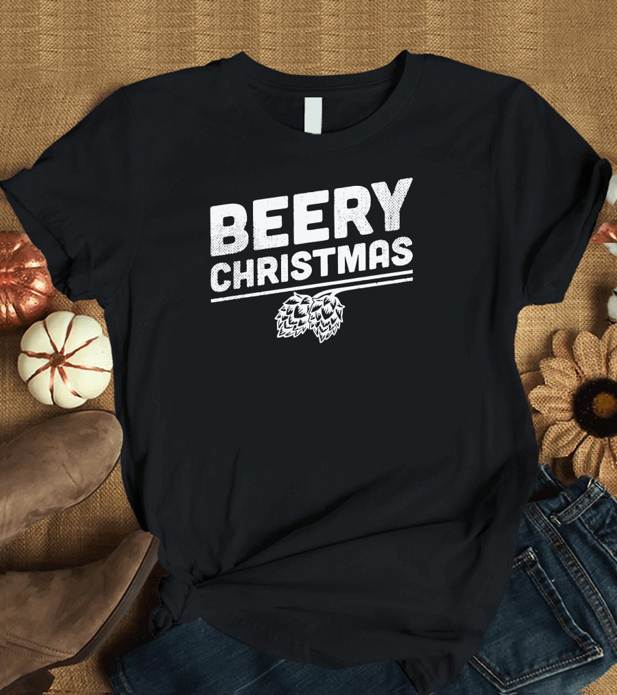 Beery Christmas Hops Holiday Drinking Beer T-Shirt