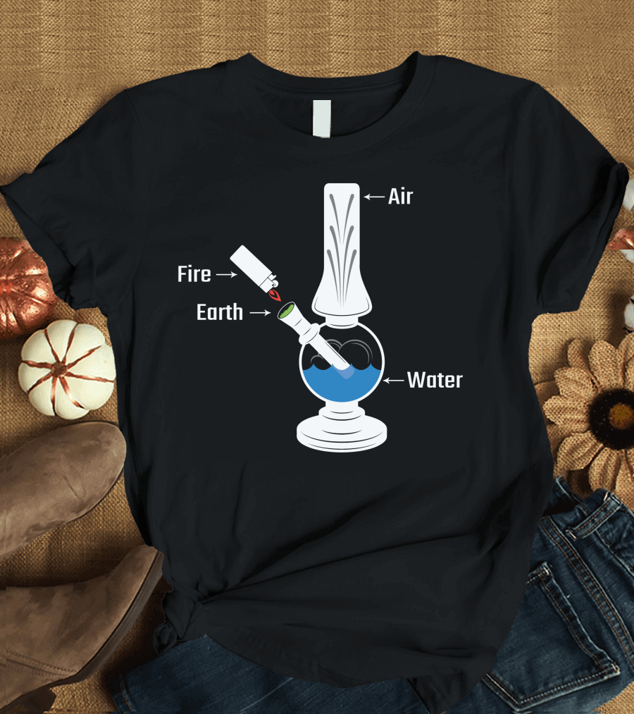 Earth Fire Air Water Elements Bong Diagram T-Shirt