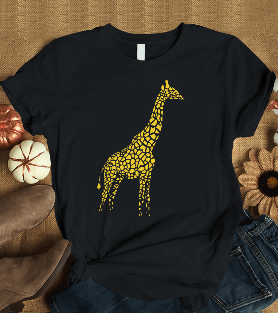 Giraffe Mosaic Pattern Yellow T-Shirt