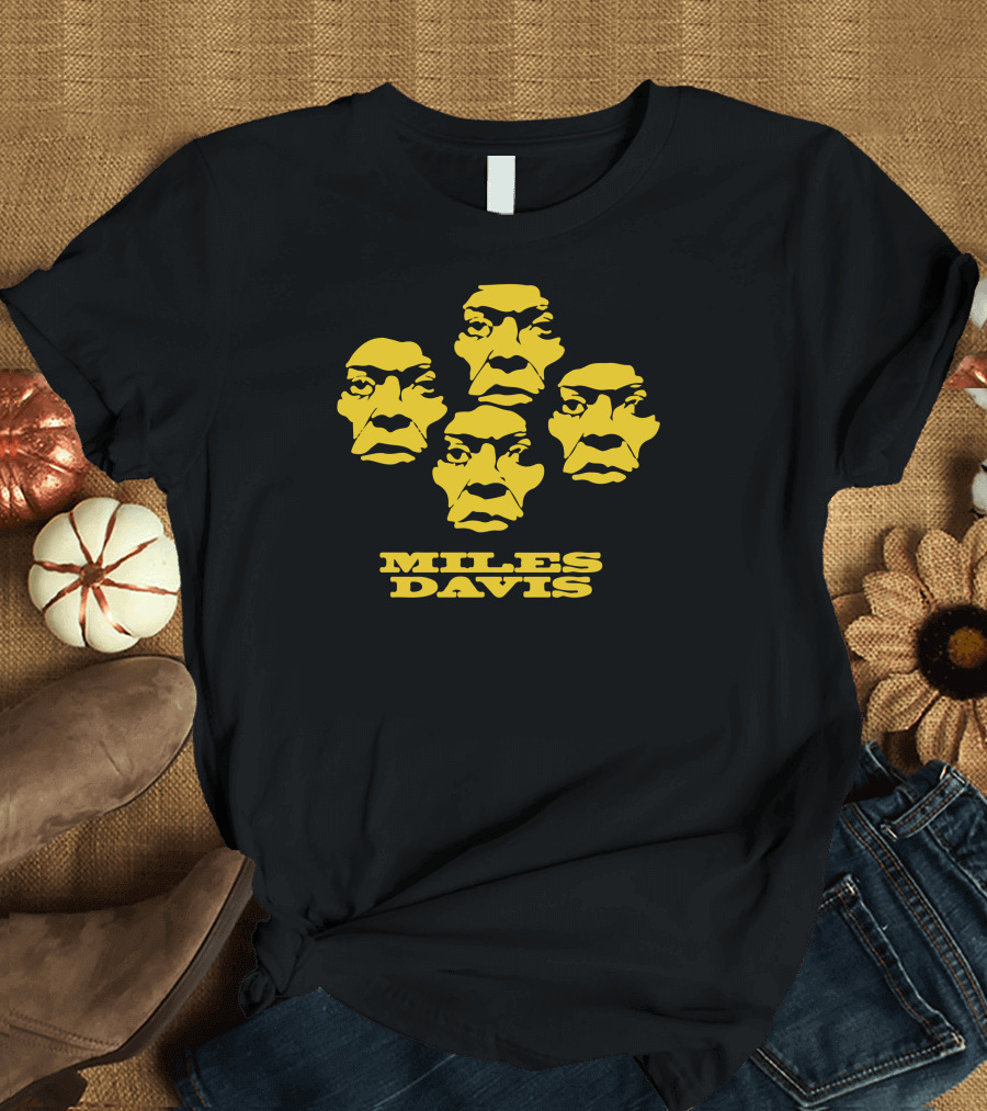 Miles Davis Iconic Yellow Portrait Faces T-Shirt