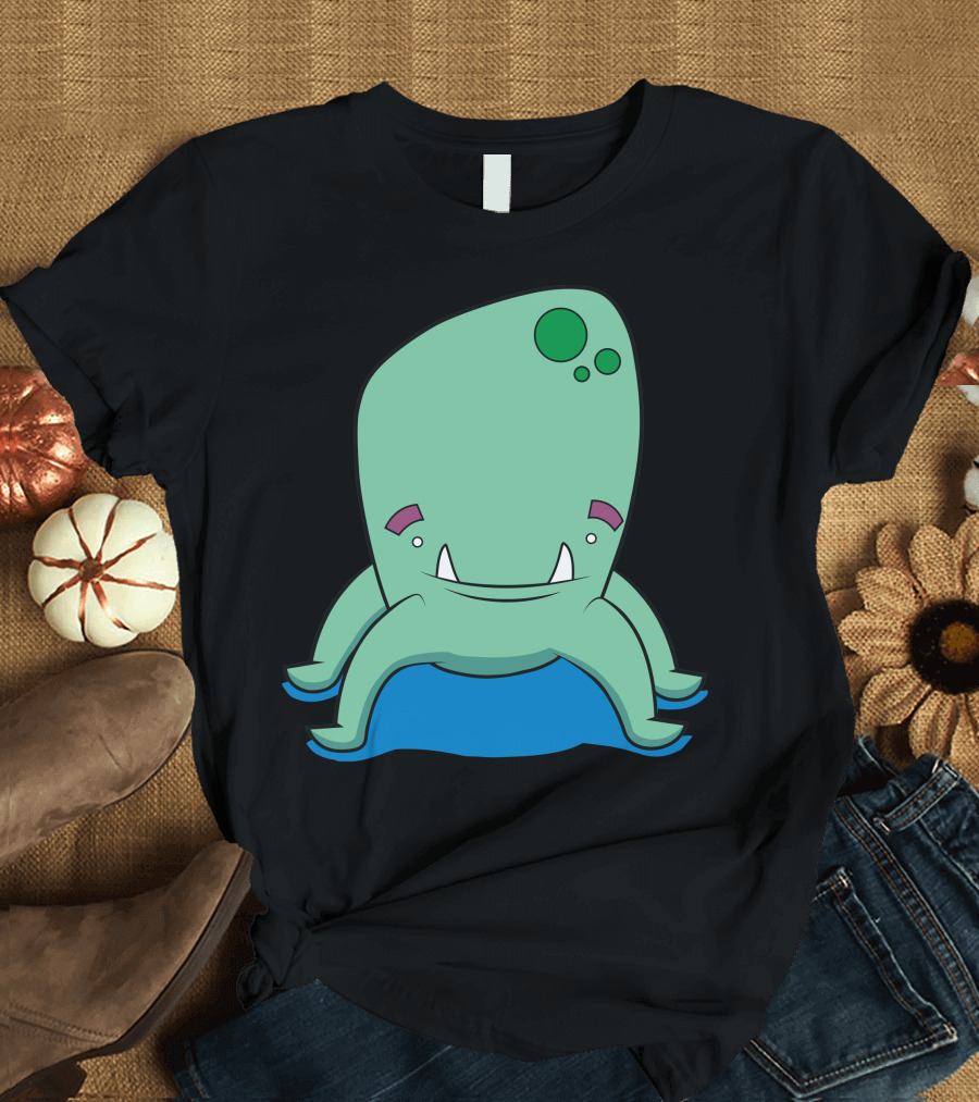 Monster 1 Comp Green Blob Creature with Fangs and Tentacles T-Shirt