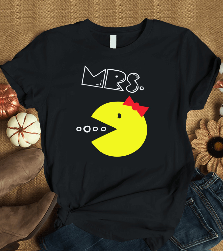 MRS Pacman Retro Game Character Bow T-Shirt