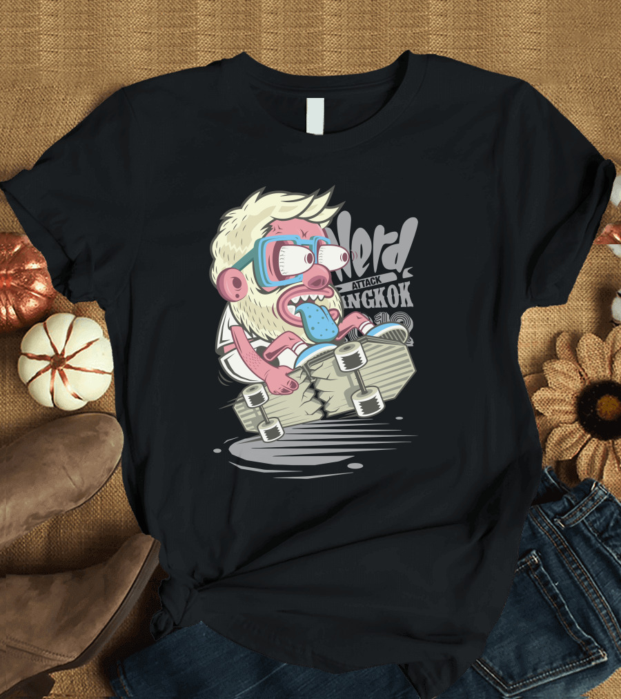 Nerd Attack Bangkok Skateboarding Monster T-Shirt