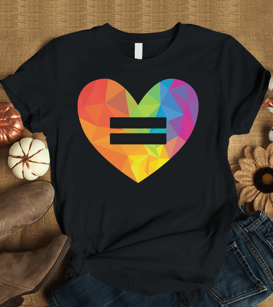 Rainbow Equality Geometric Heart T-Shirt