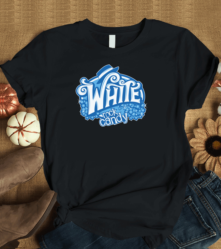 White Rock Candy Blue Bubbly Text T-Shirt