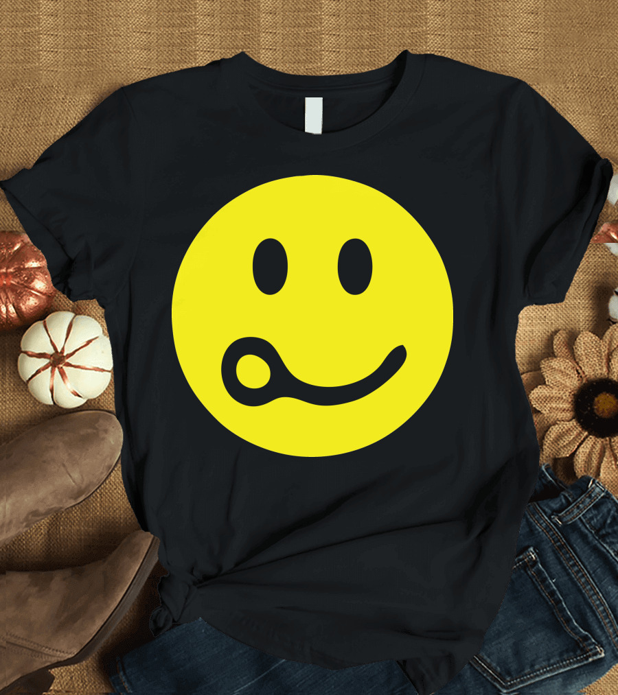 Skydiving Face Yellow Smiley Tongue Out T-Shirt