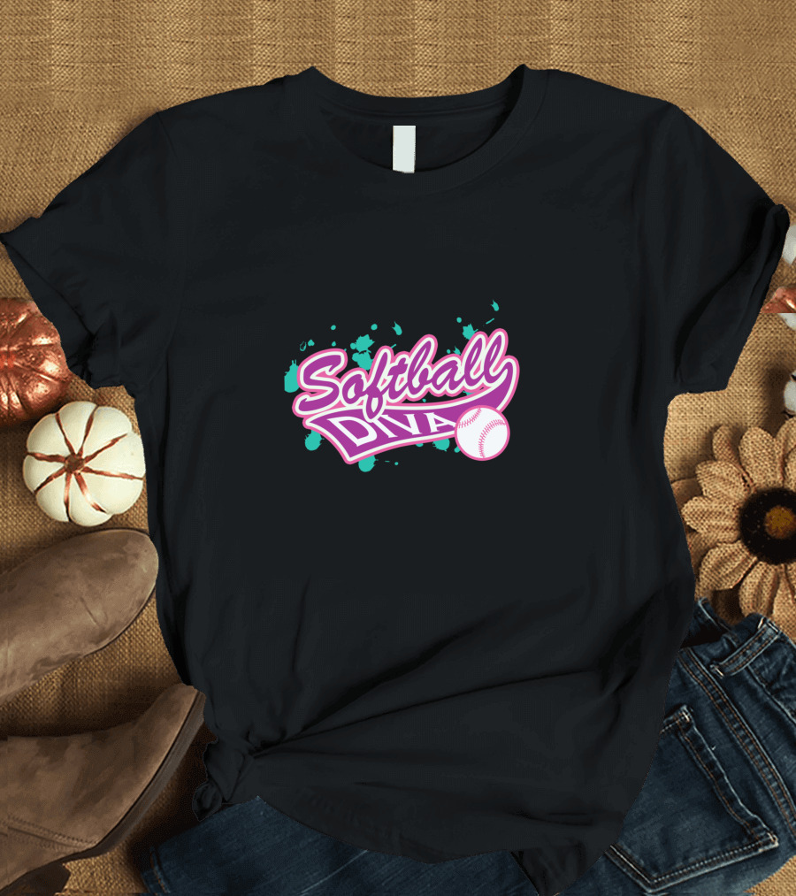 Softball DNA Neon Baseball Splatter T-Shirt