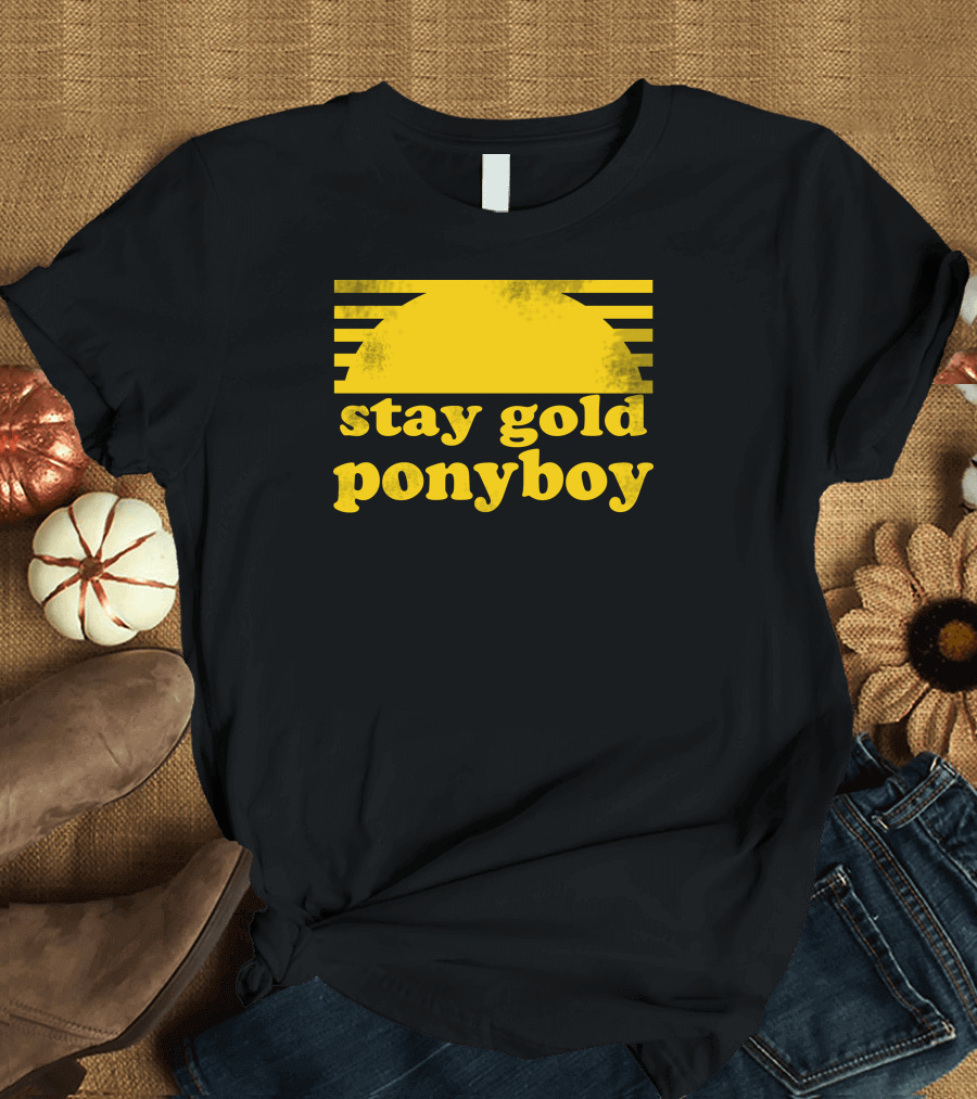 Stay Gold Ponyboy The Outsiders Movie Book Yellow Sunrise Stripes T-Shirt
