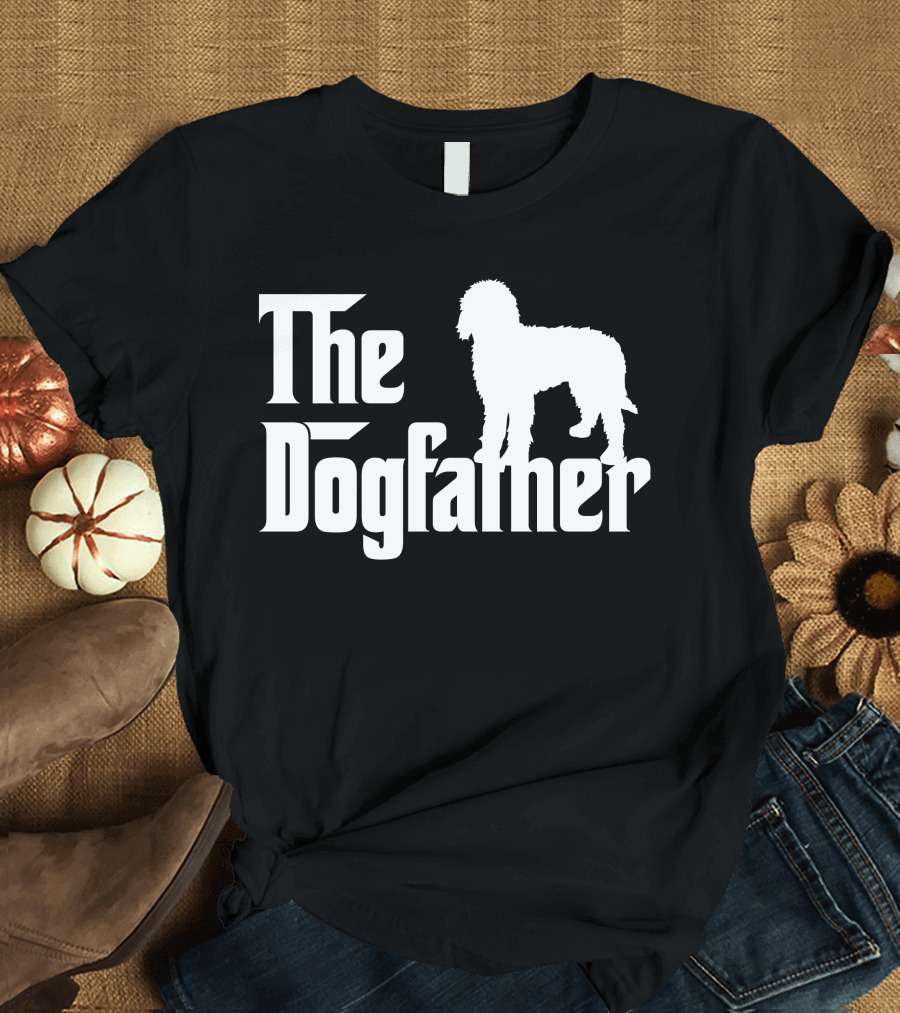 The Dogfather Labradoodle White Graphic Icon Text T-Shirt