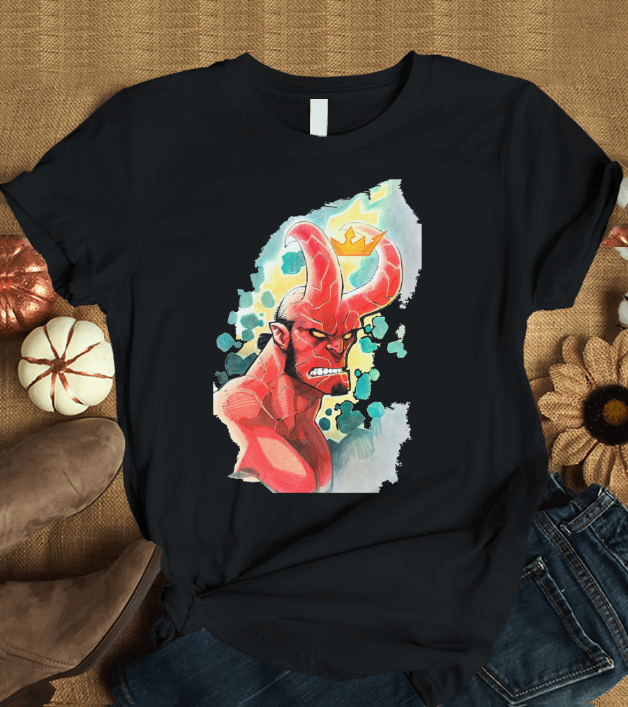 Anger Hellboy Crowned Fiery Rage T-Shirt