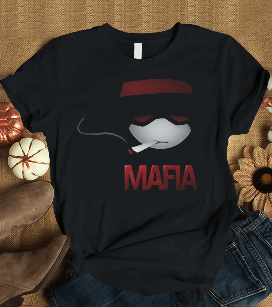 Mafia Mask Smoking Humor T-Shirt