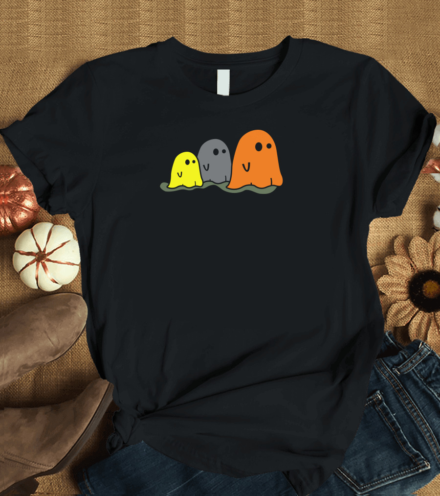 Halloween Ghosts Yellow Gray Orange Cute Postcard T-Shirt