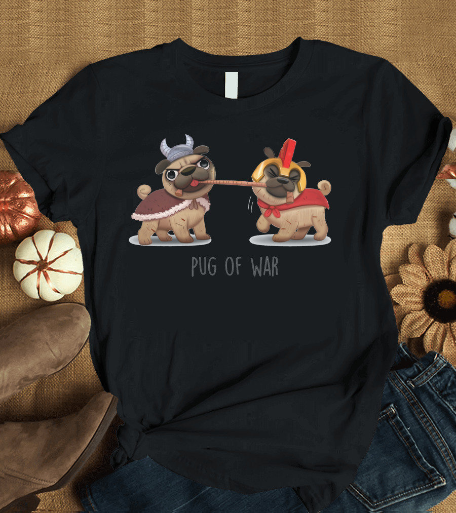Pug Of War Tug Battle Viking and Roman Helmets T-Shirt