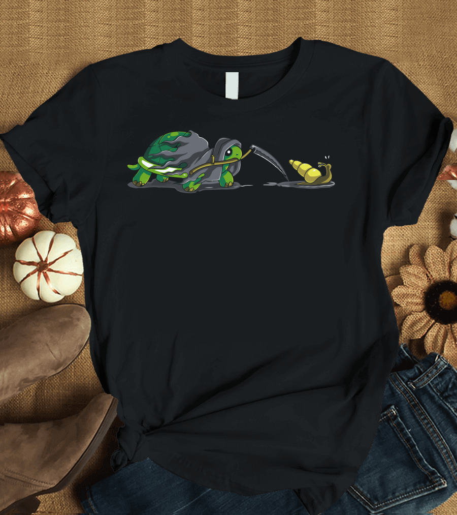Slow Death Turtle Reaper vs Snail Showdown T-Shirt