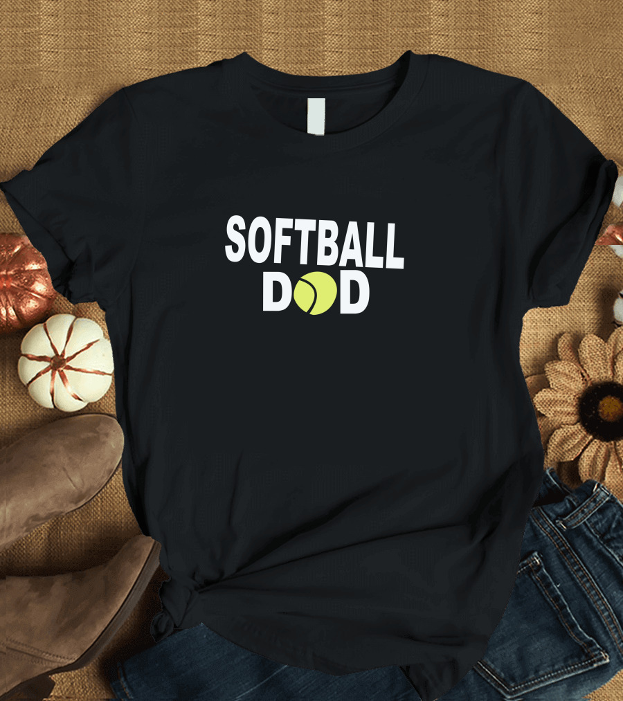 SOFTBALL DAD Bold Text with Yellow Ball T-Shirt