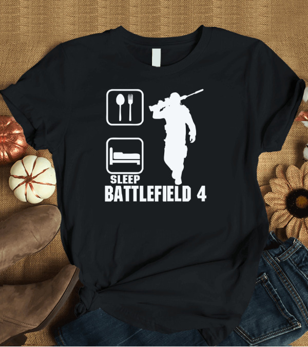 T-Shirt: Eat Sleep Battlefield 4 Spoon Fork Bed Soldier T-Shirt Eat Sleep Battlefield 4 Spoon Fork Bed Soldier T-Shirt