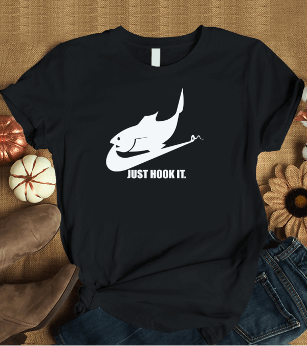 T-Shirt: Just Hook It Fishing Angling with Fish on Hook Iconic T-Shirt Just Hook It Fishing Angling with Fish on Hook Iconic T-Shirt