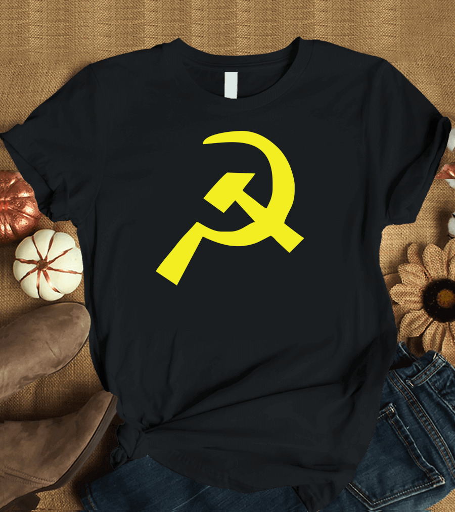 Hammer Sickle Communist Symbol Yellow T-Shirt