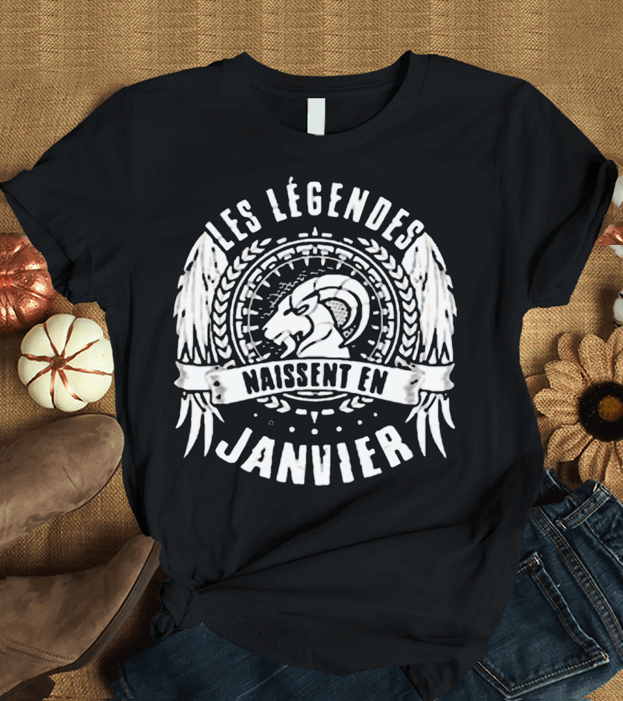 Les Légendes Naissent En Janvier Capricorne Ailes T-Shirt