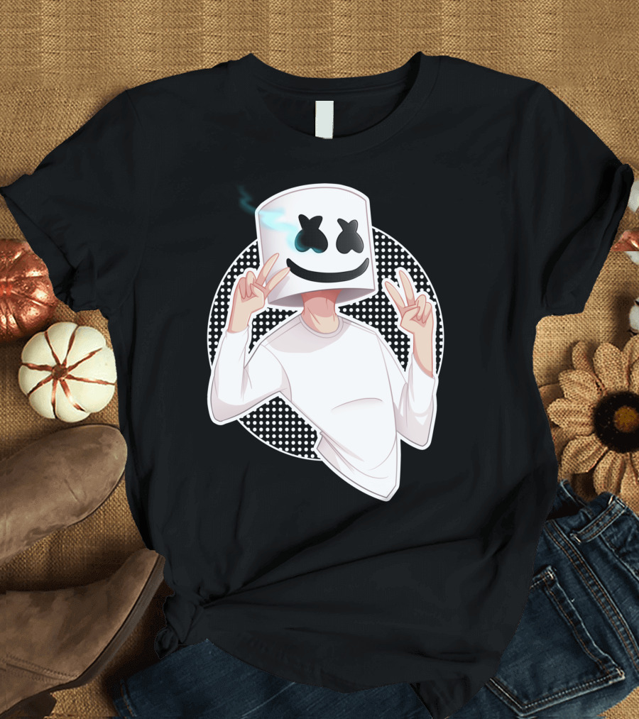 Marsmello Peace Sign Cartoon Character T-Shirt