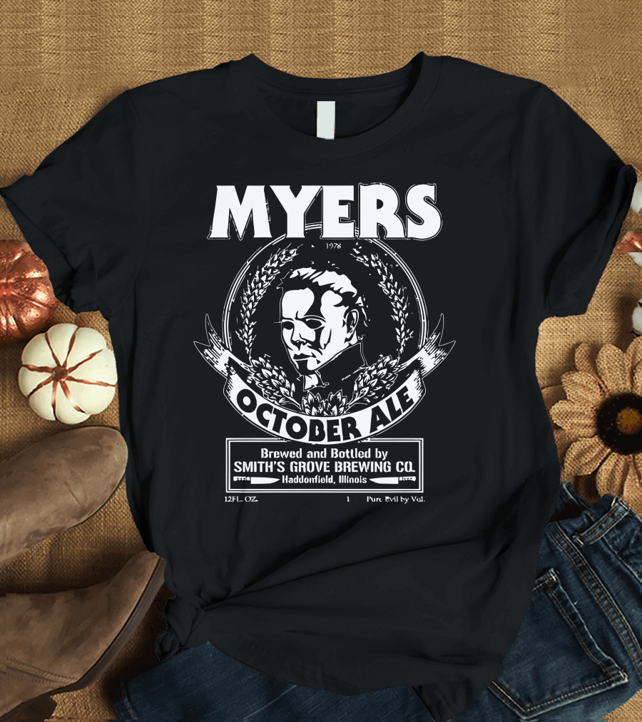 Myers October Ale Brewed by Smith's Grove Brewing Co. 1978 Haddonfield Illinois T-Shirt