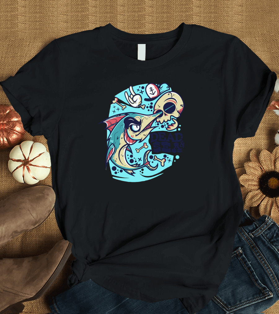 DEAD SEA Monster Fish Skeleton Anchor T-Shirt