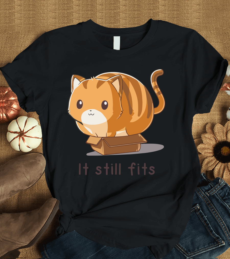 It Still Fits Cute Orange Cat in Box T-Shirt