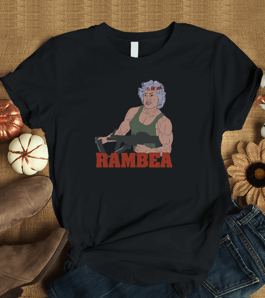 Rambea Granny with Bandana and Machine Gun T-Shirt