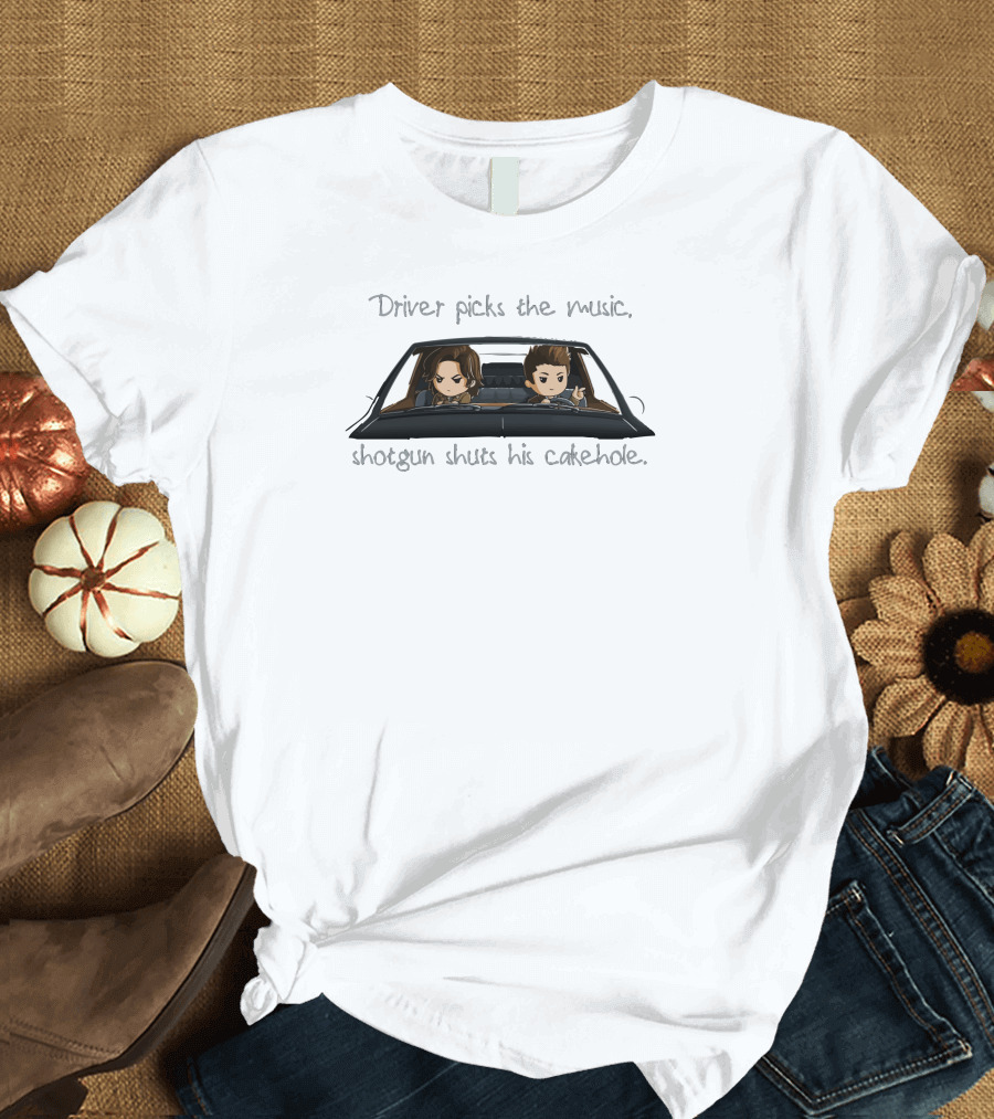 Driver Picks the Music Shotgun Shuts His Cakehole Car Anime Duo T-Shirt