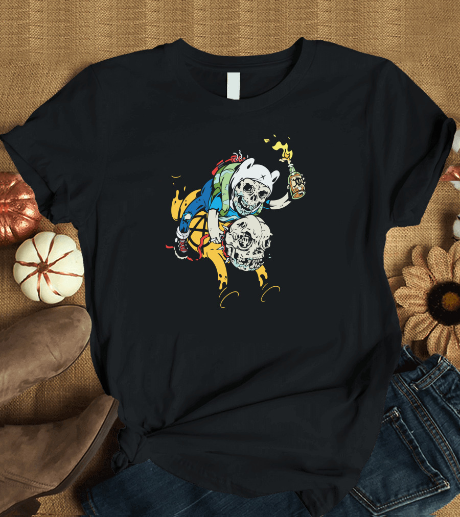 Anarchy Adventure Time Skeletons with Bottle and Backpack T-Shirt