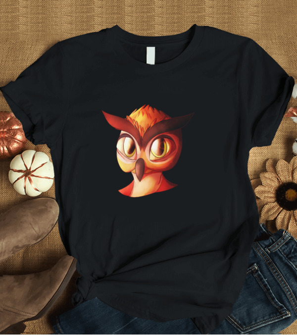 T-Shirt: Brid Funny Owl Character with Big Eyes and Bold Colors T-Shirt Brid Funny Owl Character with Big Eyes and Bold Colors T-Shirt