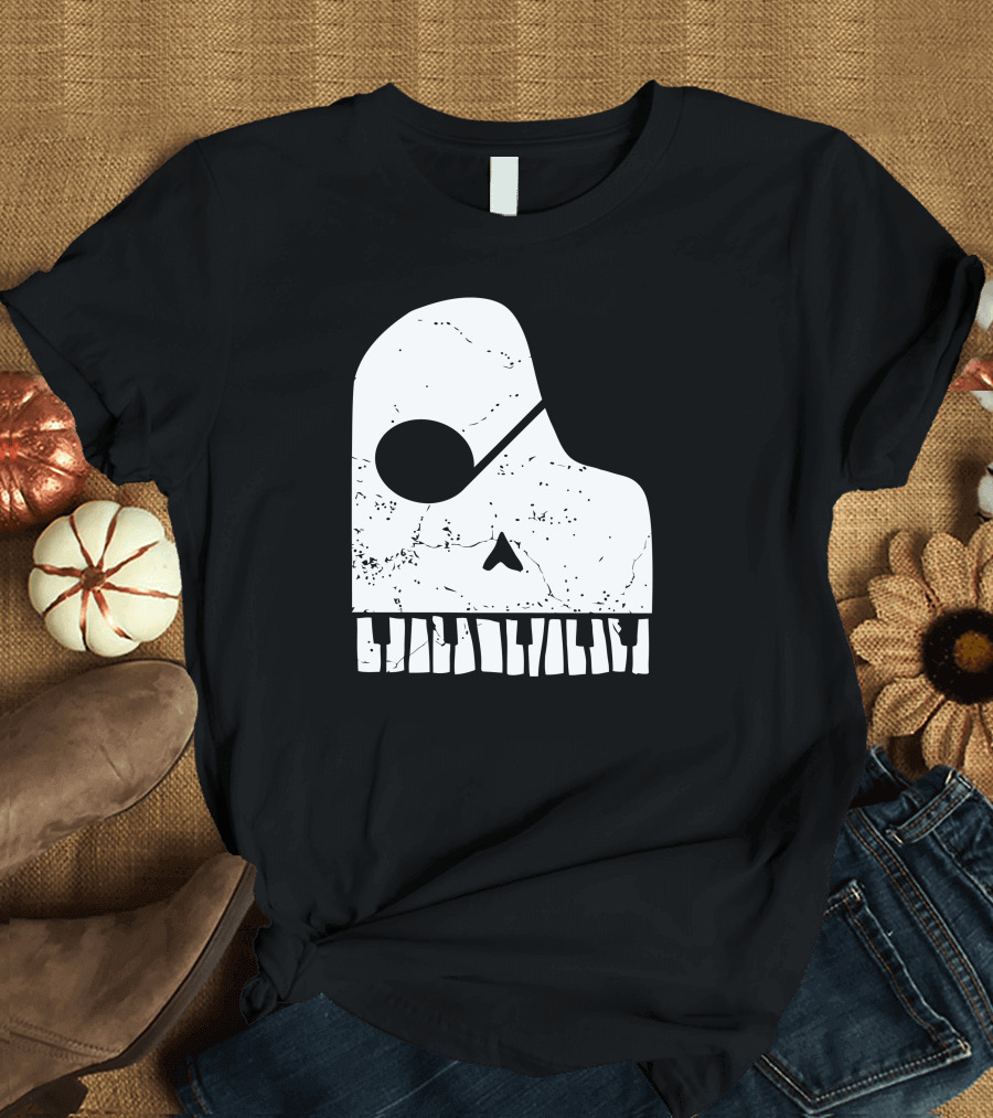 Classic Pirate Piano Skull T-Shirt
