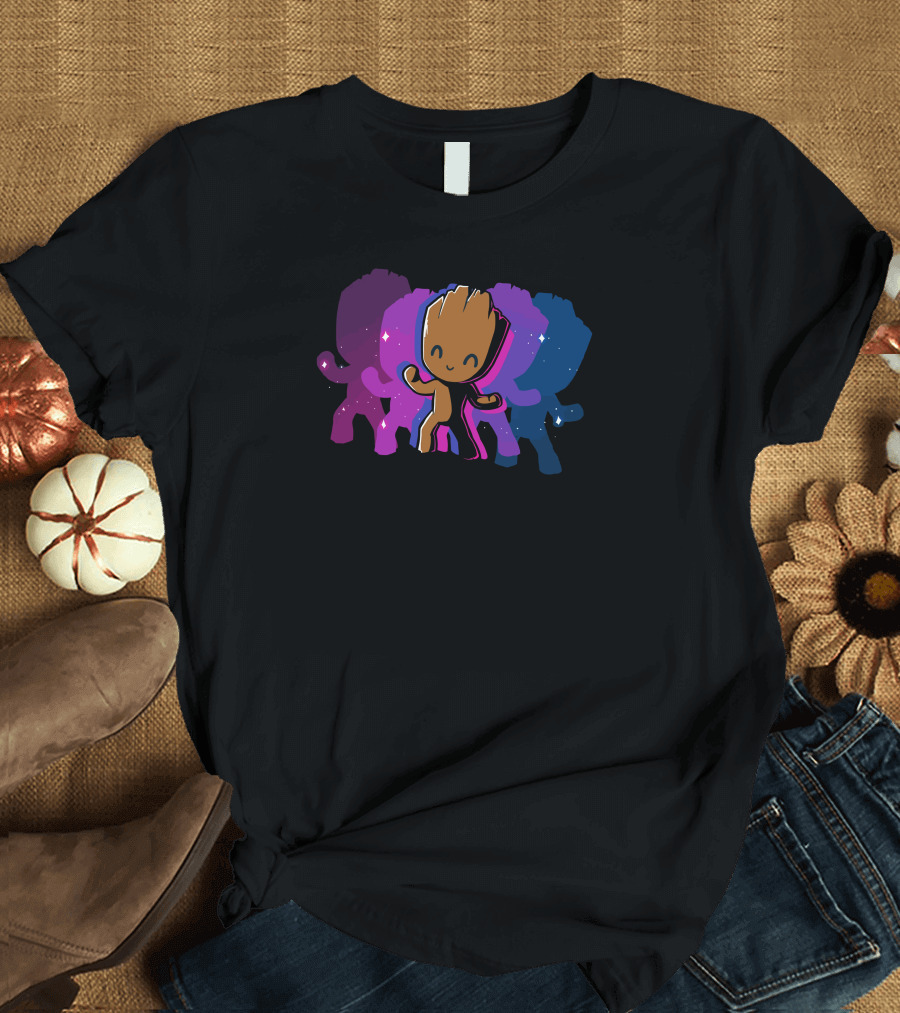 Dancing Groot Galaxy Shadows T-Shirt