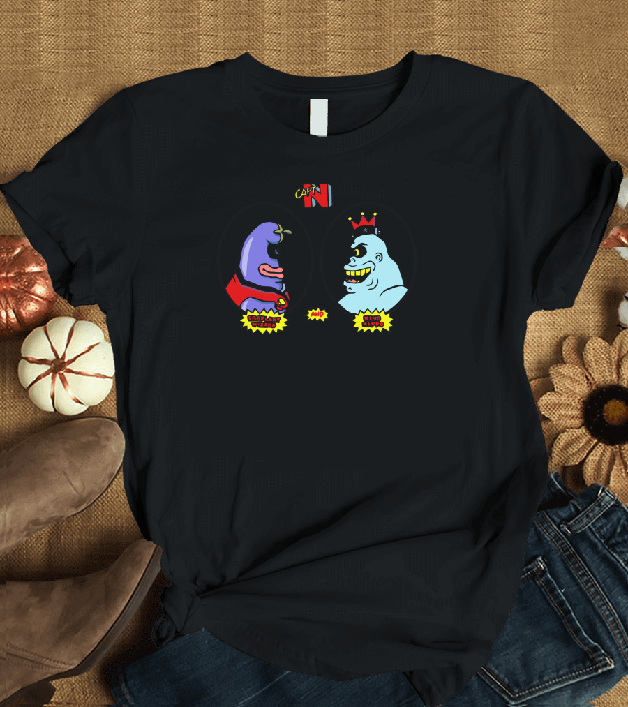 CAP'N N Eggplant Wizard and King Hippo T-Shirt