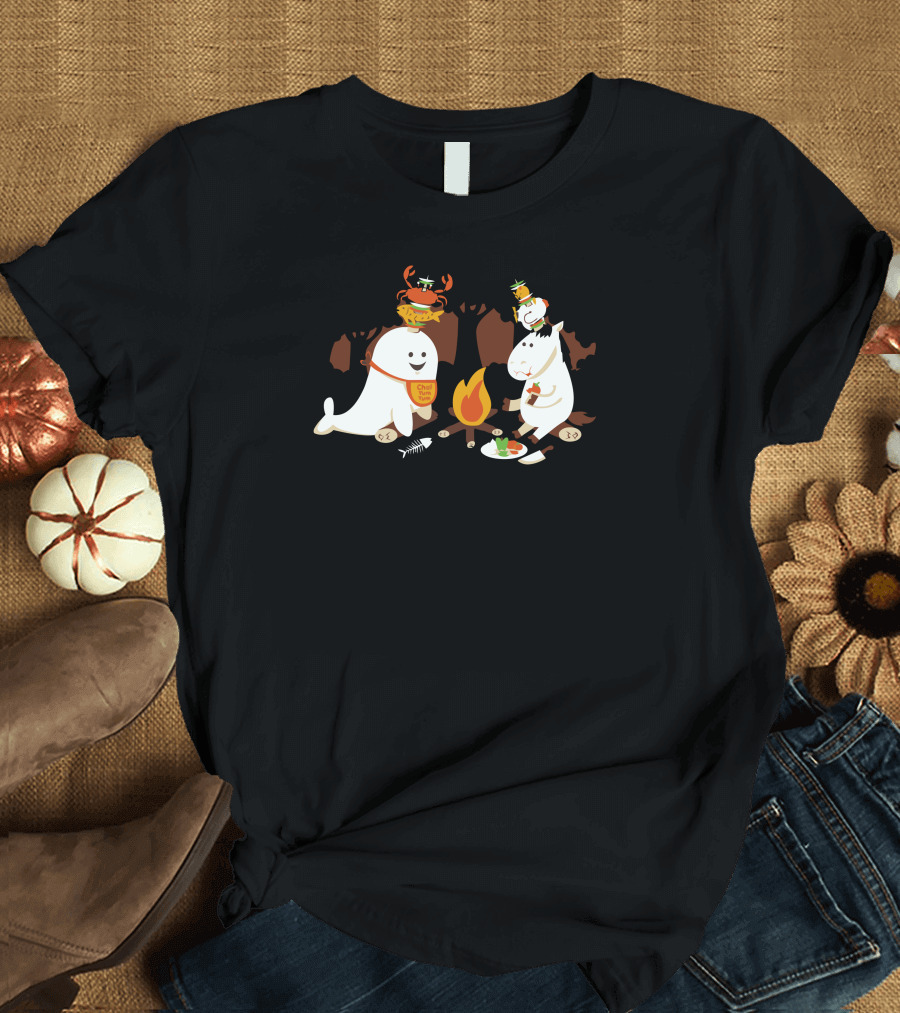 Horn Kabob Campfire Feast: Crab and Chef Narwhal Adventure T-Shirt