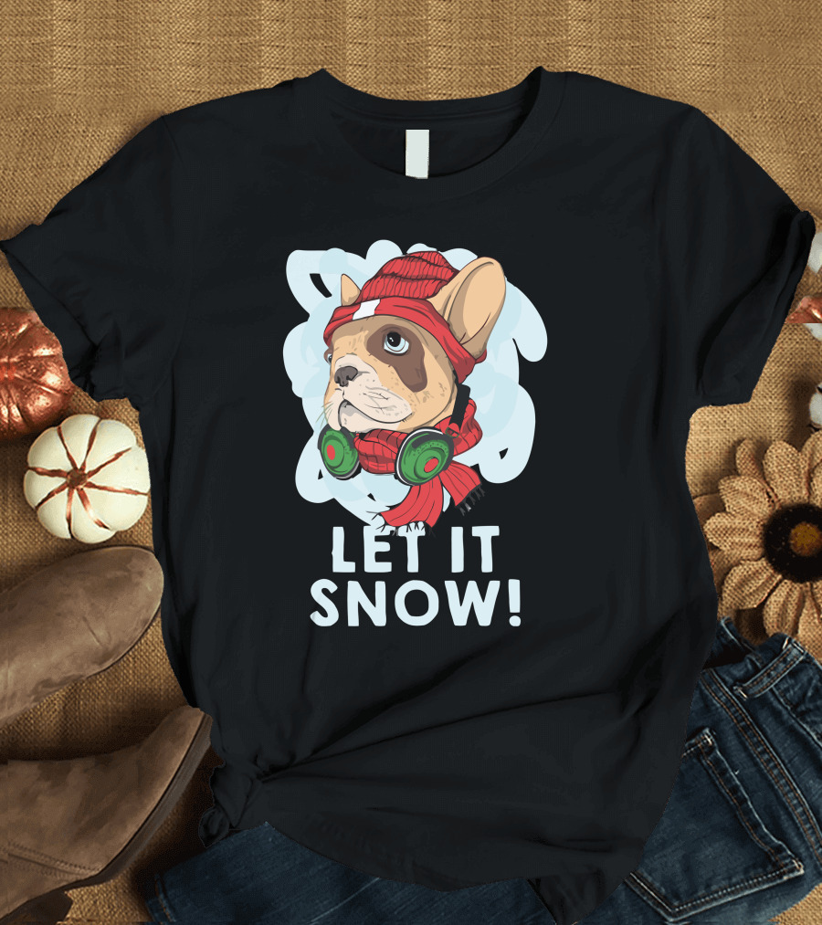 LET IT SNOW French Bulldog Winter T-Shirt