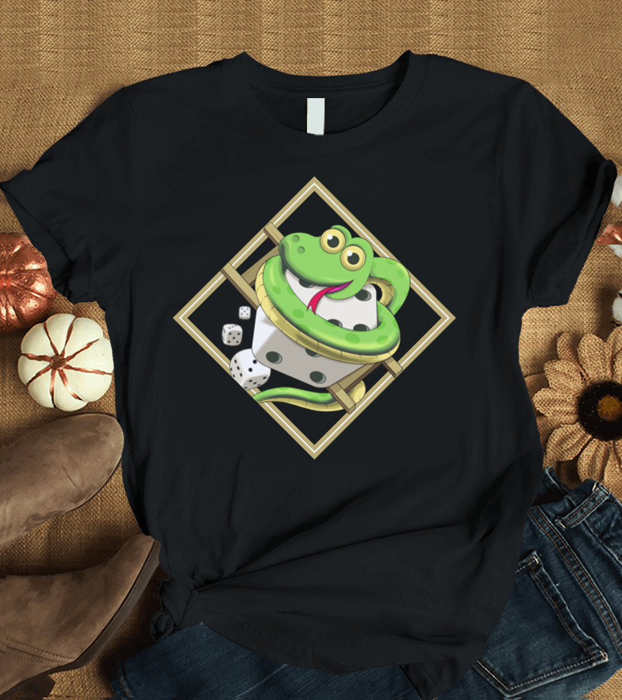 Snake Green Dice Character Retro Gaming Motif T-Shirt