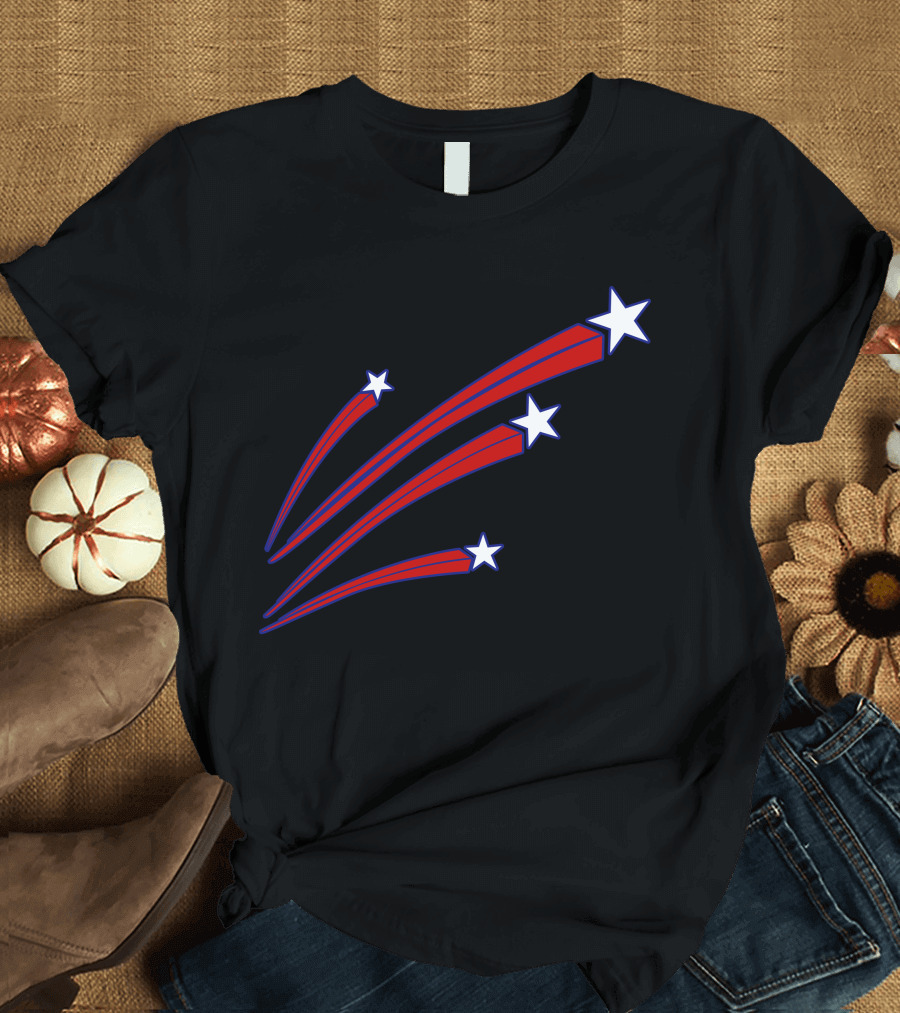 Stars And Stripes Red White Blue Shooting Stars T-Shirt