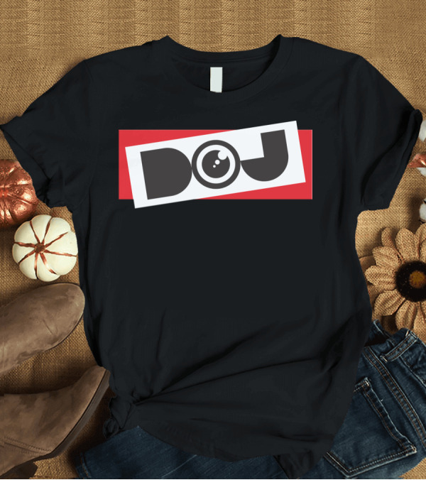 T-Shirt: DOJ Bold Eye Logo on Red T-Shirt DOJ Bold Eye Logo on Red T-Shirt