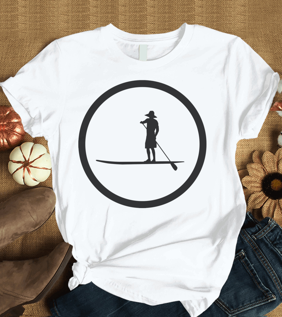 Paddleboarding Woman Silhouette Circle T-Shirt