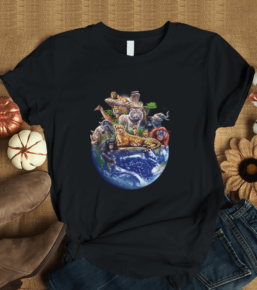 World Animal Safari Wildlife Globe T-Shirt