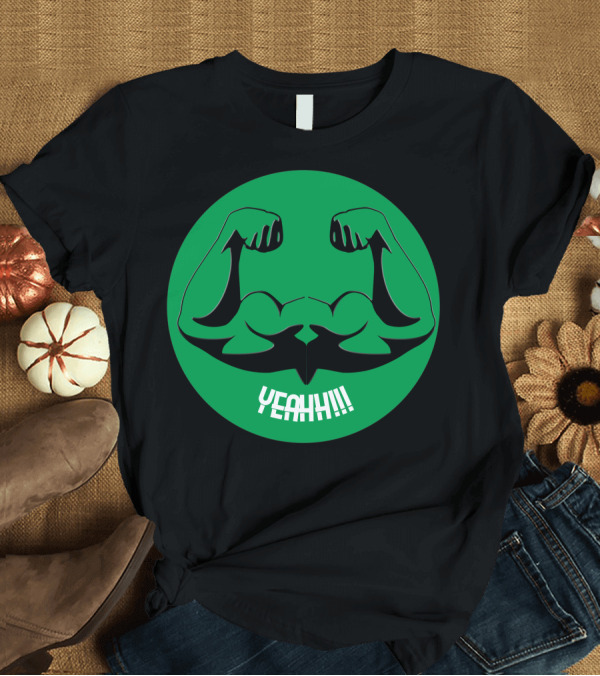 T-Shirt: YEAHH Muscular Arm Flex Green Emblem T-Shirt YEAHH Muscular Arm Flex Green Emblem T-Shirt