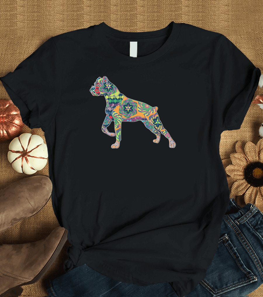 Colorful Zentangle Boxer Dog T-Shirt